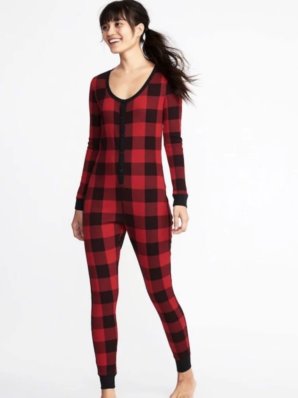 Red & Black Women's One-Piece Romper (Onesie)